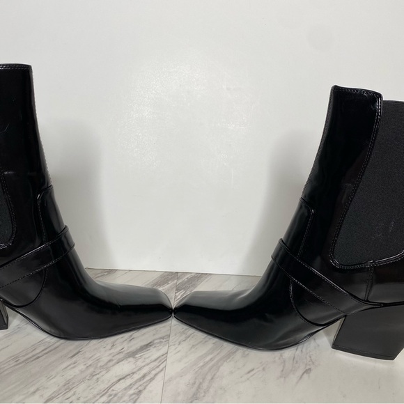 Sam Edelman Suzette Black Patent Chelsea Heeled Bootie 9M - Picture 6 of 14
